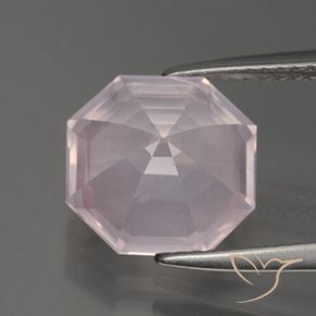 Quartz rose rose naturelle taille émeraude, 4,22 ct, transparent