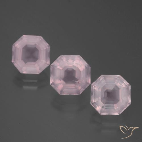 6.27ctw Naturel Rose léger Quartz Rose, Taille émeraude, Transparent