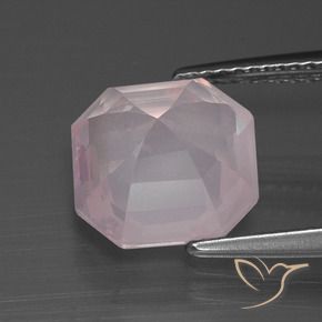 Quartz rose Rose clair naturelle Octogone / coupe Émeraude, 3.76 ct, Transparent