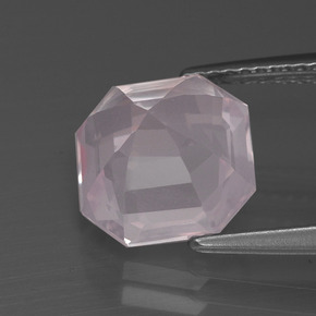 Quartz Rose Rose rosé très clair naturelle Taille émeraude, 3.97 ct, Transparent