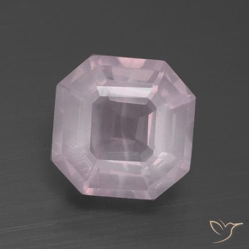 3.27ct Naturel Rose rosé très clair Quartz Rose, Taille émeraude, Transparent