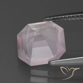 Quartz rose Rose rosé très clair naturelle Octogone / coupe Émeraude, 3.27 ct, Transparent