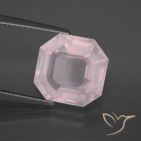 Quartz rose Rose rosé très clair naturelle Octogone / coupe Émeraude, 5.36 ct, Transparent