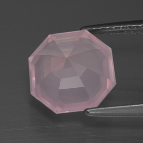 Quartz rose rose naturelle taille émeraude, 3,98 ct, transparent