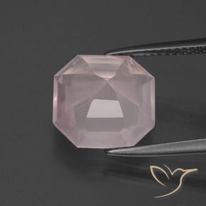 Quartz rose Rose léger naturelle Octogone / coupe Émeraude, 5.38 ct, Transparent