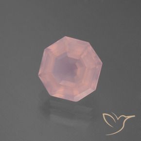Quartz rose Rose vif naturelle Octogone / coupe Émeraude, 3.76 ct, Transparent