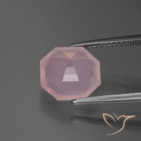 Quartz rose Rose vif naturelle Octogone / coupe Émeraude, 3.76 ct, Transparent