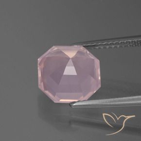 Quartz rose Rose clair naturelle Octogone / coupe Émeraude, 4.00 ct, Transparent