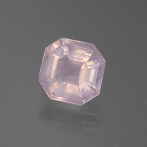 Quartz rose rose naturelle taille émeraude, 3,02 ct, transparent