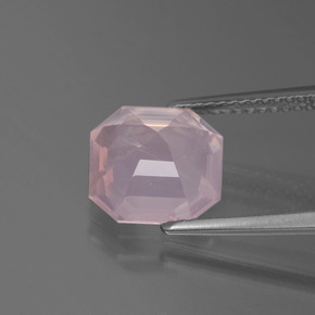 Quartz rose rose naturelle taille émeraude, 3,02 ct, transparent