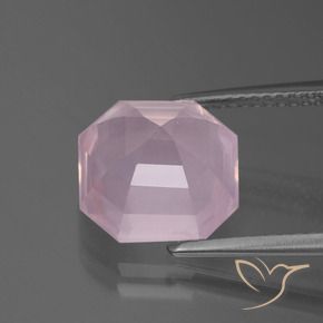 Quartz rose Rose cerise léger naturelle Octogone / coupe Émeraude, 5.41 ct, Transparent
