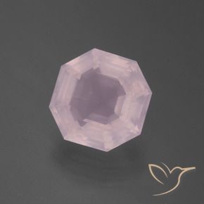 Quartz rose Rose bubblegum naturelle Octogone / coupe Émeraude, 3.75 ct, Transparent