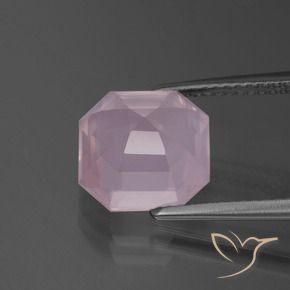 Quartz rose Rose clair naturelle Octogone / coupe Émeraude, 4.35 ct, Transparent
