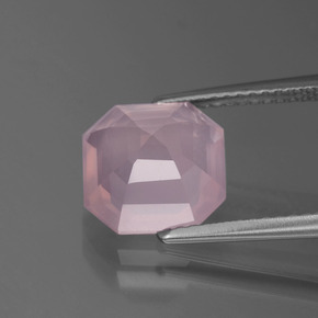 Quartz Rose Rose clair naturelle Taille émeraude, 3.08 ct, Transparent