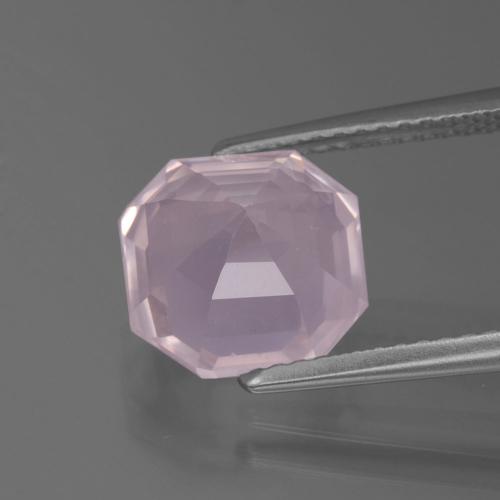 Quartz Rose Rose clair naturelle Taille émeraude, 3.38 ct, Transparent
