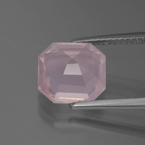 Quartz Rose Rose clair naturelle Taille émeraude, 3.99 ct, Transparent