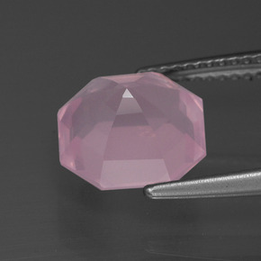 Quartz Rose Rose bubblegum naturelle Taille émeraude, 3.53 ct, Transparent