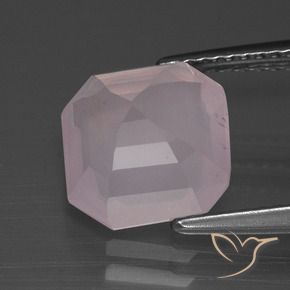 Quartz rose Rose clair naturelle Octogone / coupe Émeraude, 3.29 ct, Transparent