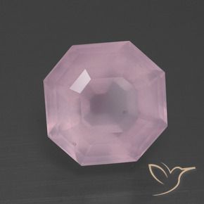 Quartz rose Rose clair naturelle Octogone / coupe Émeraude, 3.71 ct, Transparent