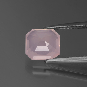 Quartz rose rose naturelle taille émeraude, 2,20 ct, transparent