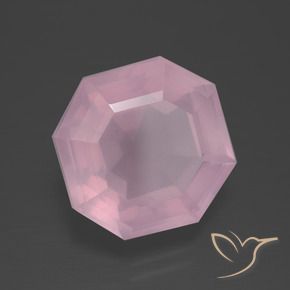 Quartz rose Rose clair naturelle Octogone / coupe Émeraude, 7.57 ct, Transparent