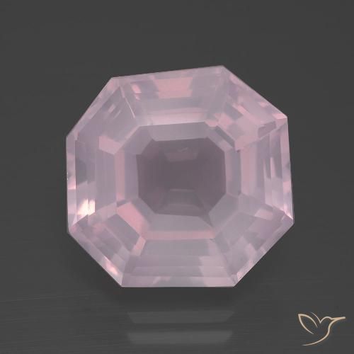 10.19ct Naturel Rose bubblegum Quartz Rose, Taille émeraude, Transparent
