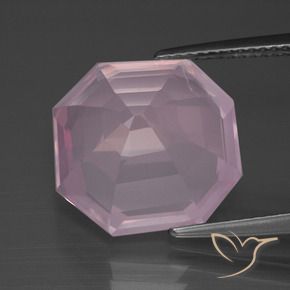 Quartz rose Rose bubblegum naturelle Octogone / coupe Émeraude, 10.19 ct, Transparent