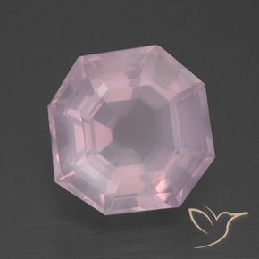 Quartz rose Rose bubblegum naturelle Octogone / coupe Émeraude, 10.56 ct, Transparent