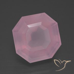 Quartz rose Rose clair naturelle Octogone / coupe Émeraude, 11.20 ct, Transparent