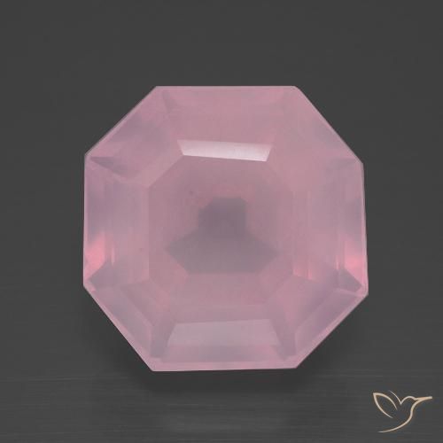 11.28ct Naturel Rose rosé moyen Quartz Rose, Taille émeraude, Transparent