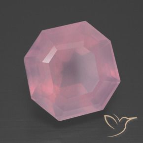 Quartz rose Rose rosé moyen naturelle Octogone / coupe Émeraude, 11.28 ct, Transparent