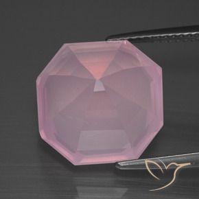 Quartz rose Rose rosé moyen naturelle Octogone / coupe Émeraude, 11.28 ct, Transparent