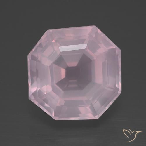 11.30ct Naturel Rose bubblegum Quartz Rose, Taille émeraude, Transparent