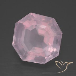 Quartz rose Rose bubblegum naturelle Octogone / coupe Émeraude, 11.30 ct, Transparent