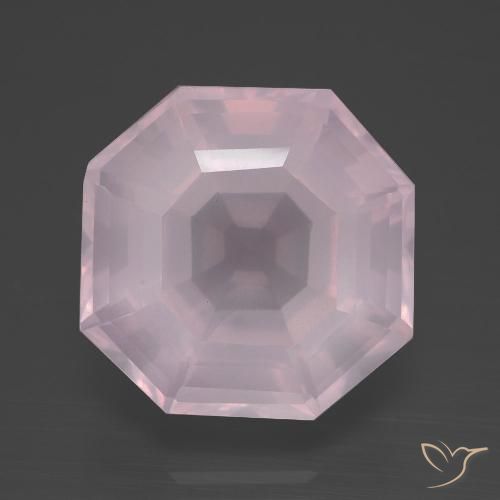 12.21ct Naturel Rose clair Quartz Rose, Taille émeraude, Transparent