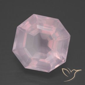 Quartz rose Rose clair naturelle Octogone / coupe Émeraude, 12.21 ct, Transparent