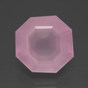 Quartz rose rose naturelle taille émeraude, 12,44 ct, transparent