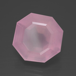 Quartz rose rose naturelle taille émeraude, 12,44 ct, transparent