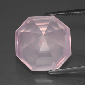 Quartz rose rose naturelle taille émeraude, 13,25 ct, transparent