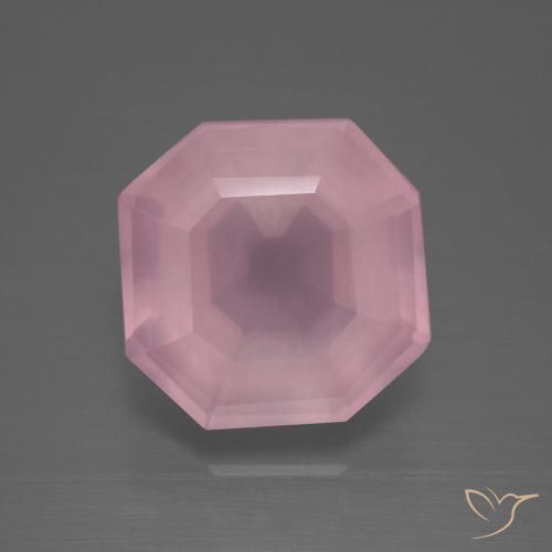9.63ct Naturel Rose rosé moyen Quartz Rose, Taille émeraude, Transparent
