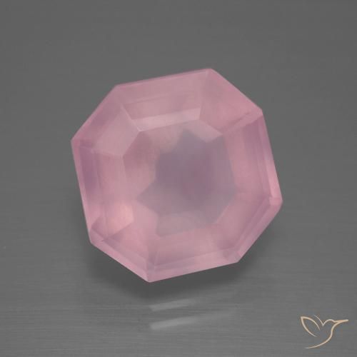 Quartz rose Rose rosé moyen naturelle Octogone / coupe Émeraude, 9.63 ct, Transparent