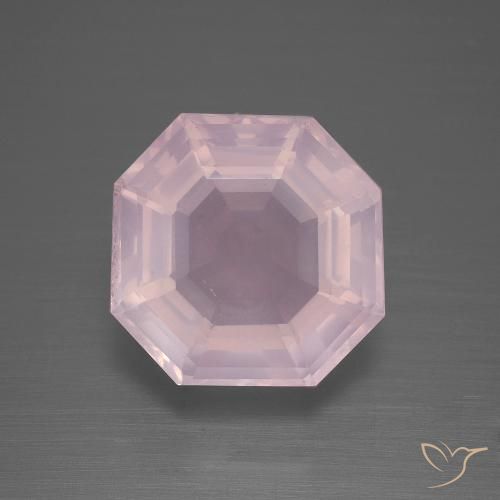 8.93ct Naturel Rose clair Quartz Rose, Taille émeraude, Transparent