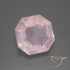 Quartz rose Rose clair naturelle Octogone / coupe Émeraude, 8.93 ct, Transparent