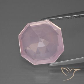 Quartz rose Rose clair naturelle Octogone / coupe Émeraude, 8.93 ct, Transparent