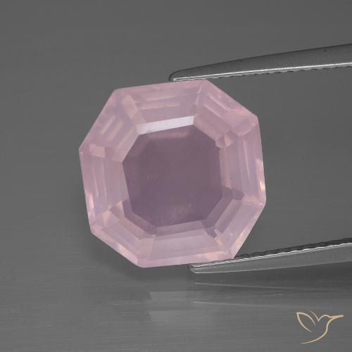 7.71ct Naturel Rose clair Quartz Rose, Taille émeraude, Transparent