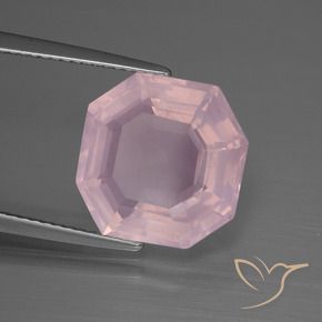 Quartz rose Rose clair naturelle Octogone / coupe Émeraude, 7.71 ct, Transparent