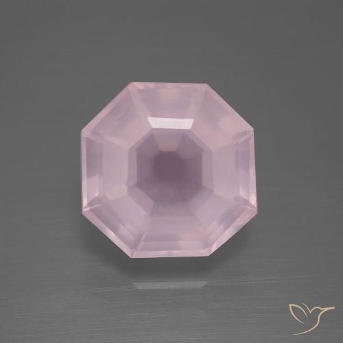 7.53ct Naturel Rose clair Quartz Rose, Taille émeraude, Transparent