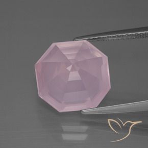 Quartz rose Rose clair naturelle Octogone / coupe Émeraude, 7.53 ct, Transparent