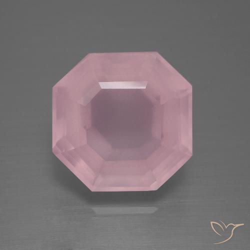 9.72ct Naturel Rose rosé moyen Quartz Rose, Taille émeraude, Transparent
