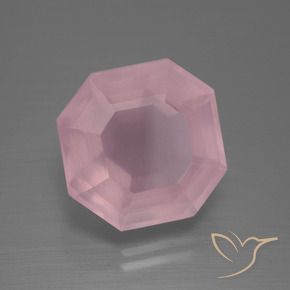 Quartz rose Rose rosé moyen naturelle Octogone / coupe Émeraude, 9.72 ct, Transparent